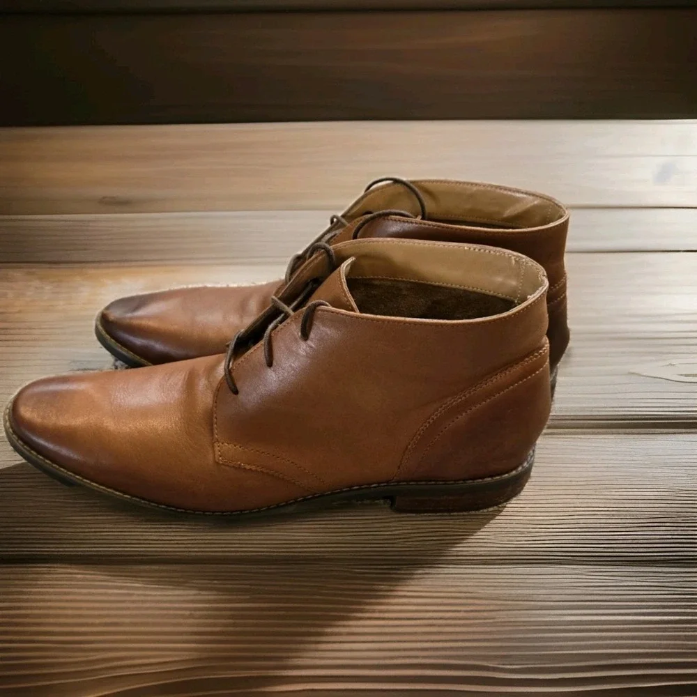 Florsheim Mens Chukka Boots Brown Leather Lace Up Dress Boots Classic 10D